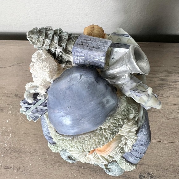 Vintage Blue Santa Claus w/ Toy Bag Figurine Resin Winter Father Christmas 7.25" - Picture 5 of 6